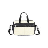 LeSportsac Unisex Puffy Mini Duffel In Cream Vegan Sherpa