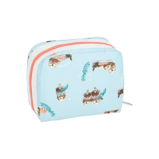 LeSportsac Unisex Pouch Square Cosmetic In Floating Sea Otters