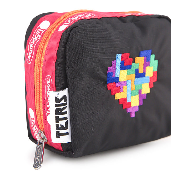 Square Cosmetic In Tetris Heart Emb Sq Cosm