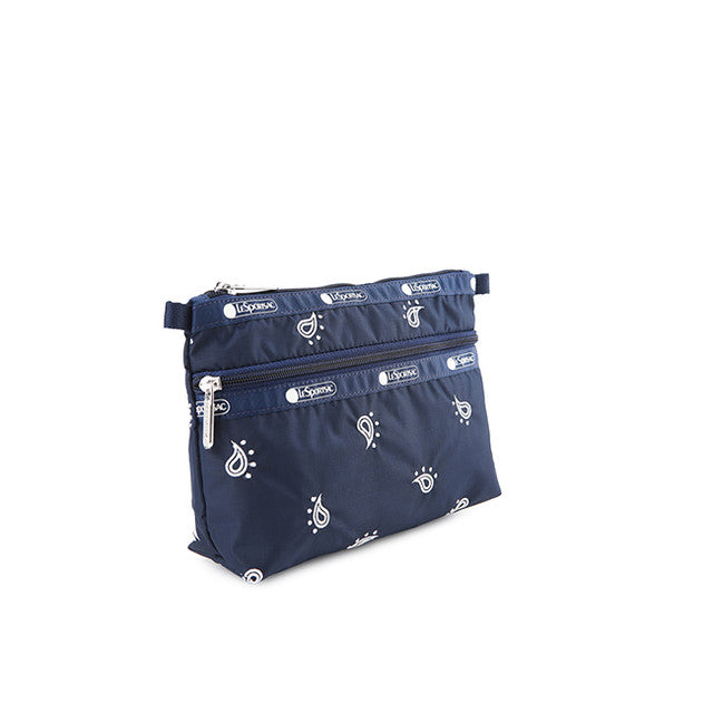 Cosmetic Clutch In Navy Bandana Emb
