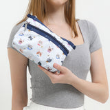 Cosmetic Clutch In Playful Cats Sky Blue