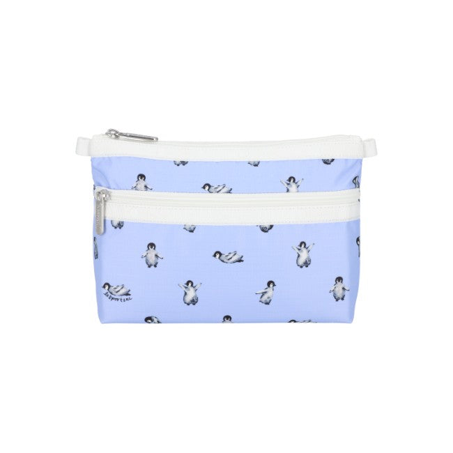 LeSportsac Unisex Pouch Cosmetic Clutch In Petite Penguins White