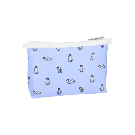 LeSportsac Unisex Pouch Cosmetic Clutch In Petite Penguins White