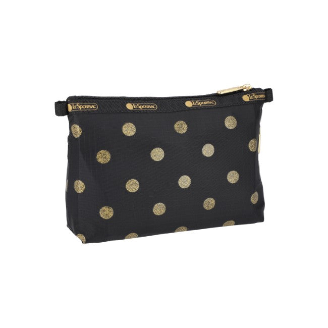 LeSportsac Unisex Pouch Cosmetic Clutch In Gold Glitter Dots