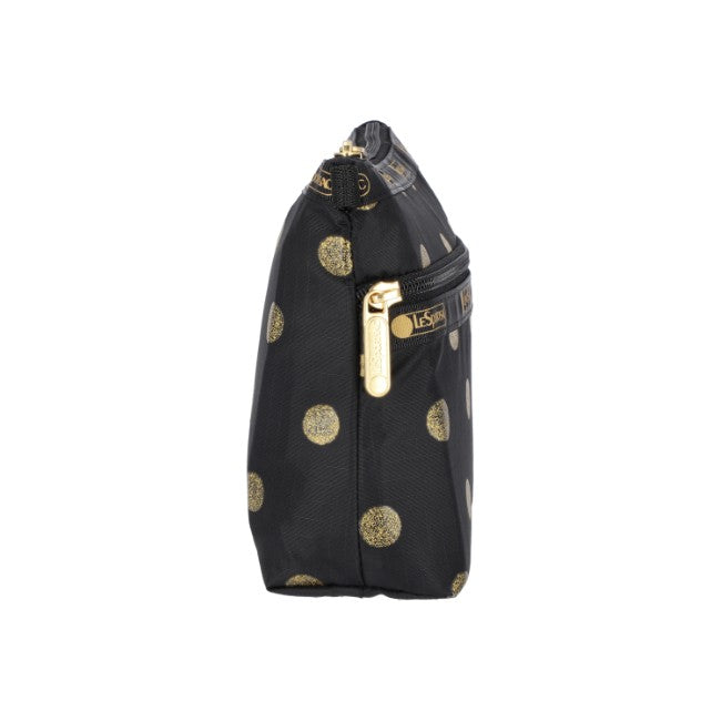 LeSportsac Unisex Pouch Cosmetic Clutch In Gold Glitter Dots