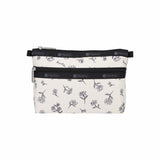 LeSportsac Unisex Pouch Cosmetic Clutch In Ink Sketched Floral Ivory