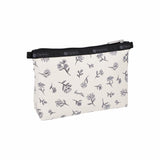 LeSportsac Unisex Pouch Cosmetic Clutch In Ink Sketched Floral Ivory