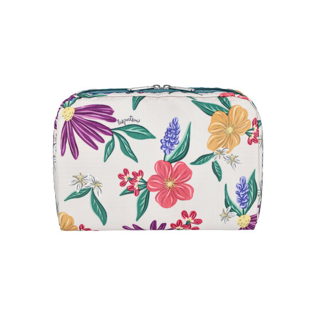 Xl Rectangular Cosmetic In Graphic Floral Ivory