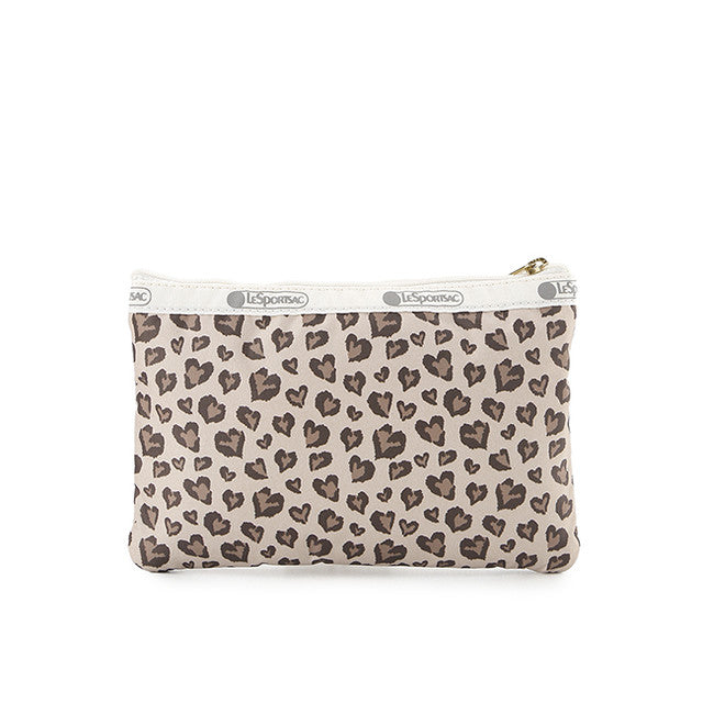 3-Zip Cosmetic In Latte Heart Leopard