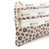 3-Zip Cosmetic In Latte Heart Leopard