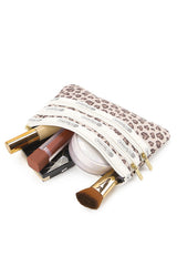 3-Zip Cosmetic In Latte Heart Leopard