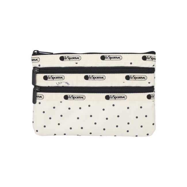 LeSportsac Unisex Pouch 3-Zip Cosmetic In Playful Dots