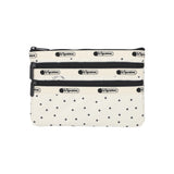 LeSportsac Unisex Pouch 3-Zip Cosmetic In Playful Dots