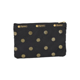 LeSportsac Unisex Pouch 3-Zip Cosmetic In Gold Glitter Dots