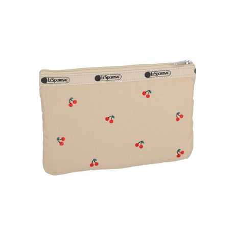LeSportsac Unisex Pouch 3-Zip Cosmetic In Cherry Embroidery