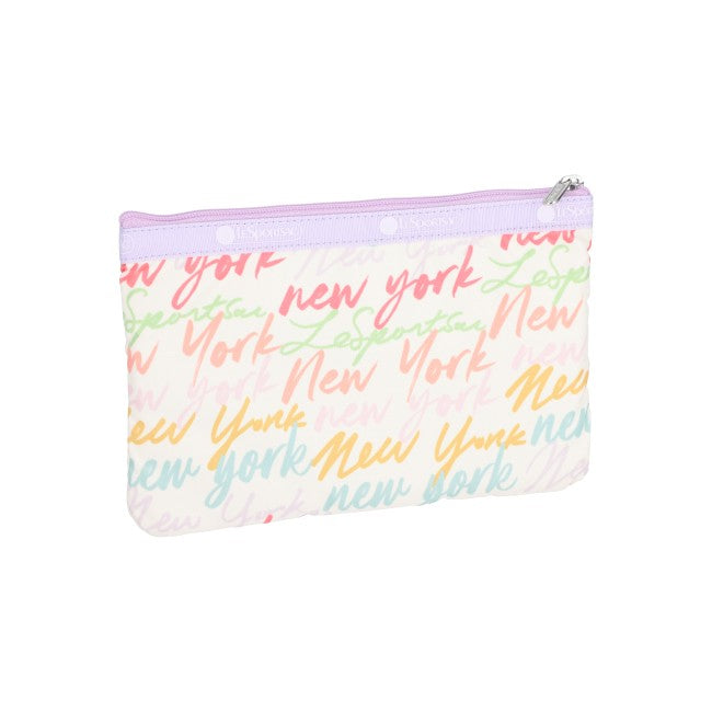 LeSportsac Unisex Pouch 3-Zip Cosmetic In Nyc Script Cream