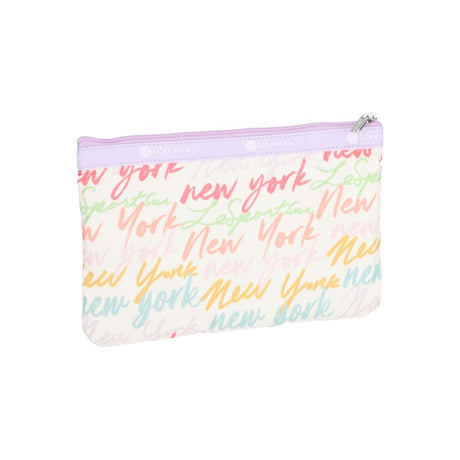 LeSportsac Unisex Pouch 3-Zip Cosmetic In Nyc Script Cream