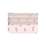 LeSportsac Unisex Pouch 3-Zip Cosmetic In Flamingo Party