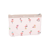 LeSportsac Unisex Pouch 3-Zip Cosmetic In Flamingo Party