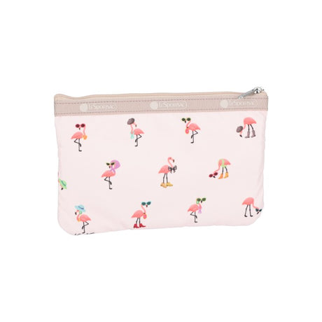 LeSportsac Unisex Pouch 3-Zip Cosmetic In Flamingo Party