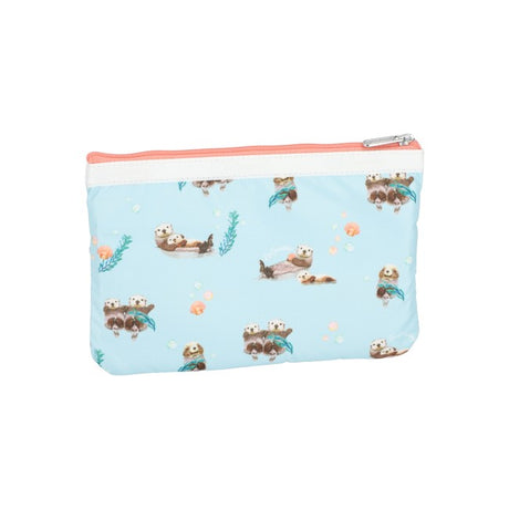 LeSportsac Unisex Pouch 3-Zip Cosmetic In Floating Sea Otters