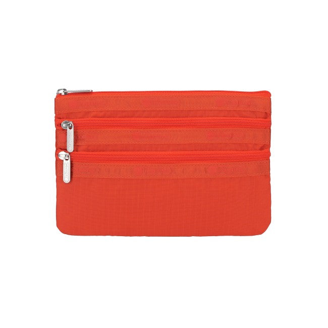 LeSportsac Unisex Pouch 3-Zip Cosmetic In Autumn Orange