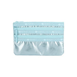 LeSportsac Unisex Pouch 3-Zip Cosmetic In Aqua Blue Shine
