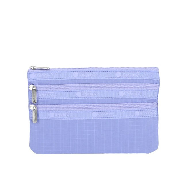 LeSportsac Unisex Pouch 3-Zip Cosmetic In Periwinkle Dream
