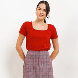 Hush Puppies Pakaian Kaos Wanita Peta In Maroon