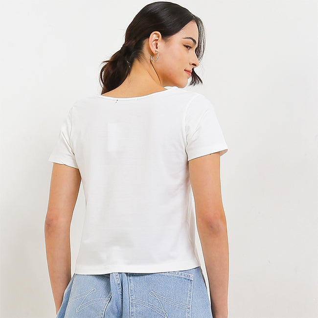 Hush Puppies Pakaian Kaos Wanita Peta In White