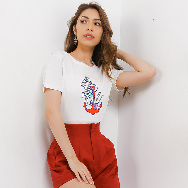 Hush Puppies Pakaian Wanita T Shirt Mayyas In White