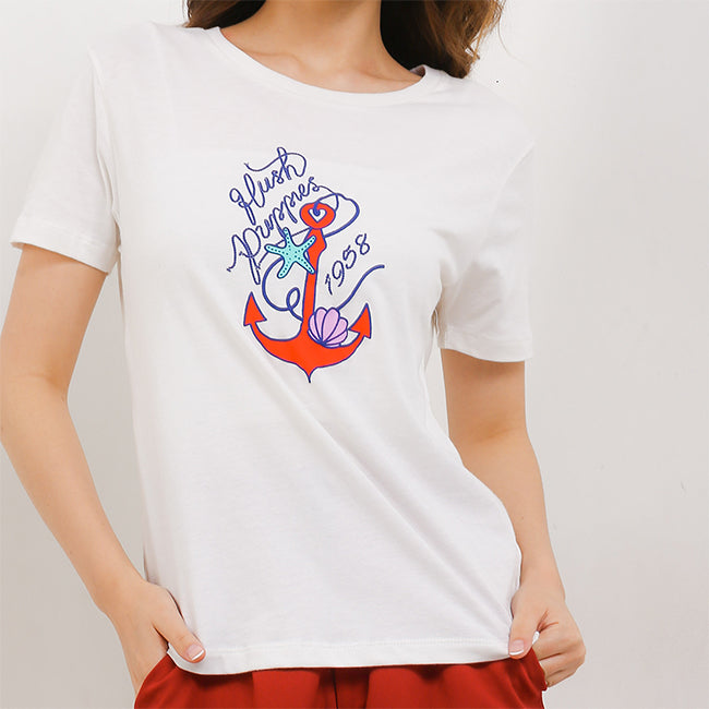 Hush Puppies Pakaian Wanita T Shirt Mayyas In White