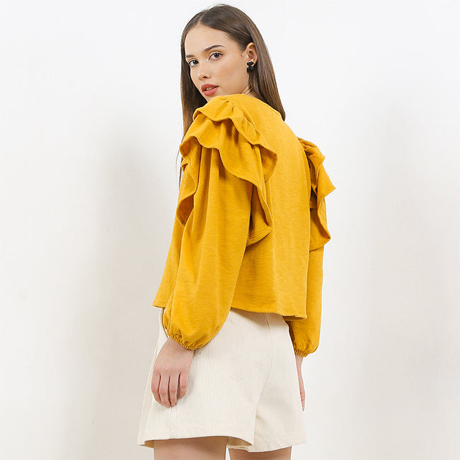 Hush Puppies Pakaian Wanita Blouse Dc Civia In Mustard