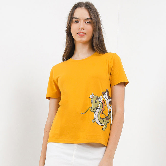 Hush Puppies Pakaian Wanita T-Shirt Biyu In Mustard