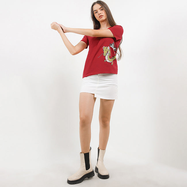 Hush Puppies Pakaian Wanita T-Shirt Biyu In Red