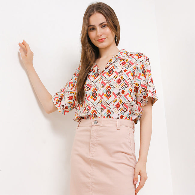 Hush Puppies Pakaian Wanita Shirt Etnike In Pink