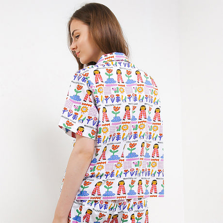 Hush Puppies Pakaian Wanita Shirt Liunic Ripeti In White