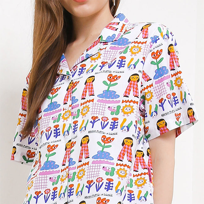Hush Puppies Pakaian Wanita Shirt Liunic Ripeti In White