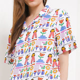 Hush Puppies Pakaian Wanita Shirt Liunic Ripeti In White