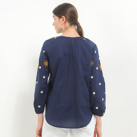 Hush Puppies Pakaian Wanita Blouse Nc Metia In Navy