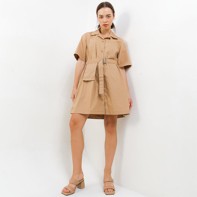 Hush Puppies Pakaian Wanita Dress Gwenda In Beige