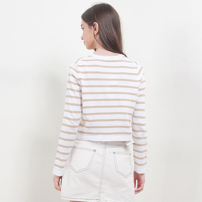 Hush Puppies Pakaian Wanita Cardigan Zanith Stripe In Khaki
