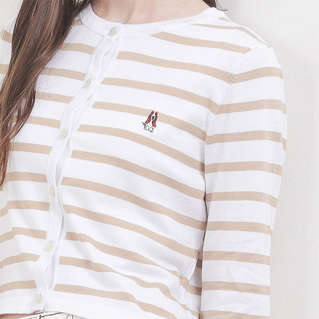 Hush Puppies Pakaian Wanita Cardigan Zanith Stripe In Khaki