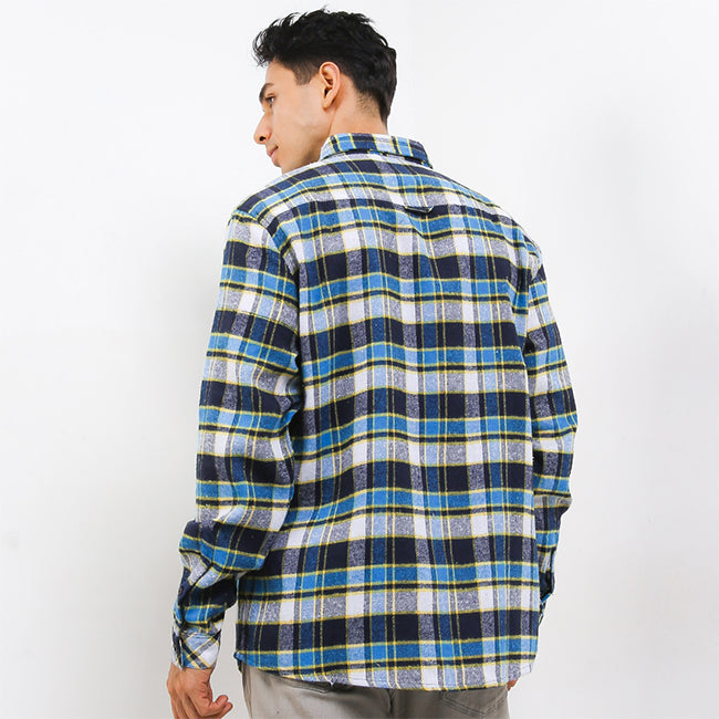 Hush Puppies Pakaian Pria Shirt Flano In Blue