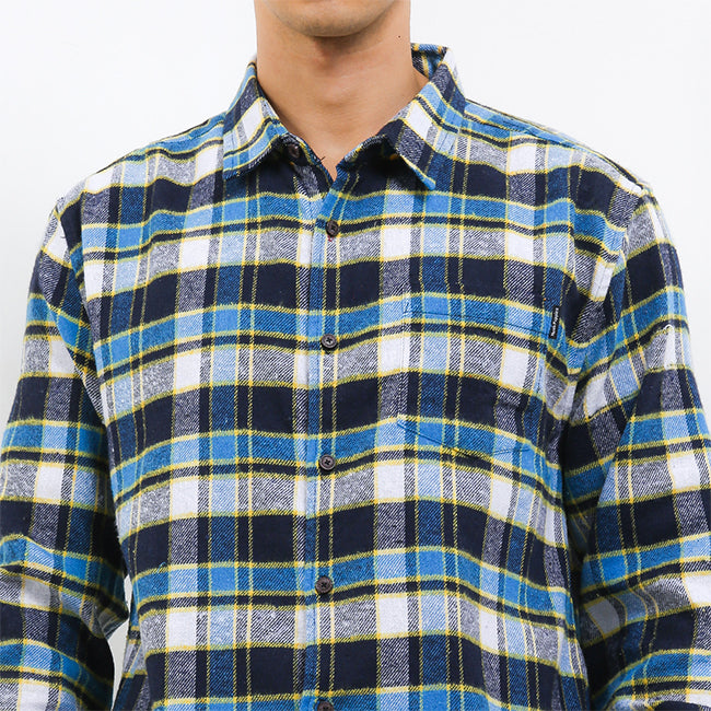 Hush Puppies Pakaian Pria Shirt Flano In Blue