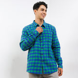 Hush Puppies Pakaian Pria Shirt Flano In Dark Green