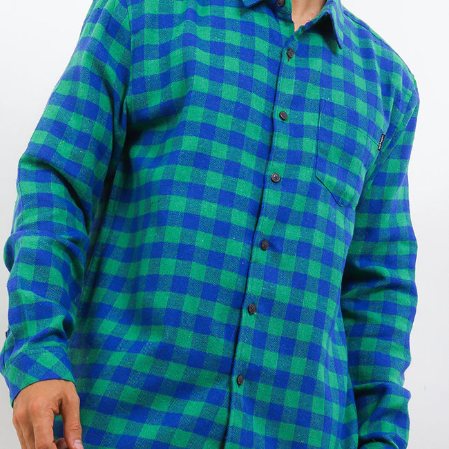 Hush Puppies Pakaian Pria Shirt Flano In Dark Green
