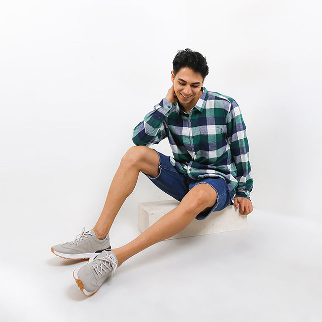 Hush Puppies Pakaian Pria Shirt Flano In Green