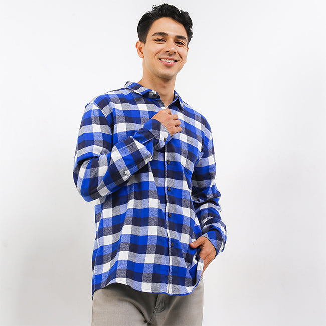Hush Puppies Pakaian Pria Shirt Flano In Navy