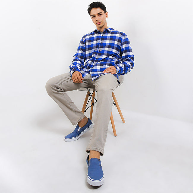 Hush Puppies Pakaian Pria Shirt Flano In Navy